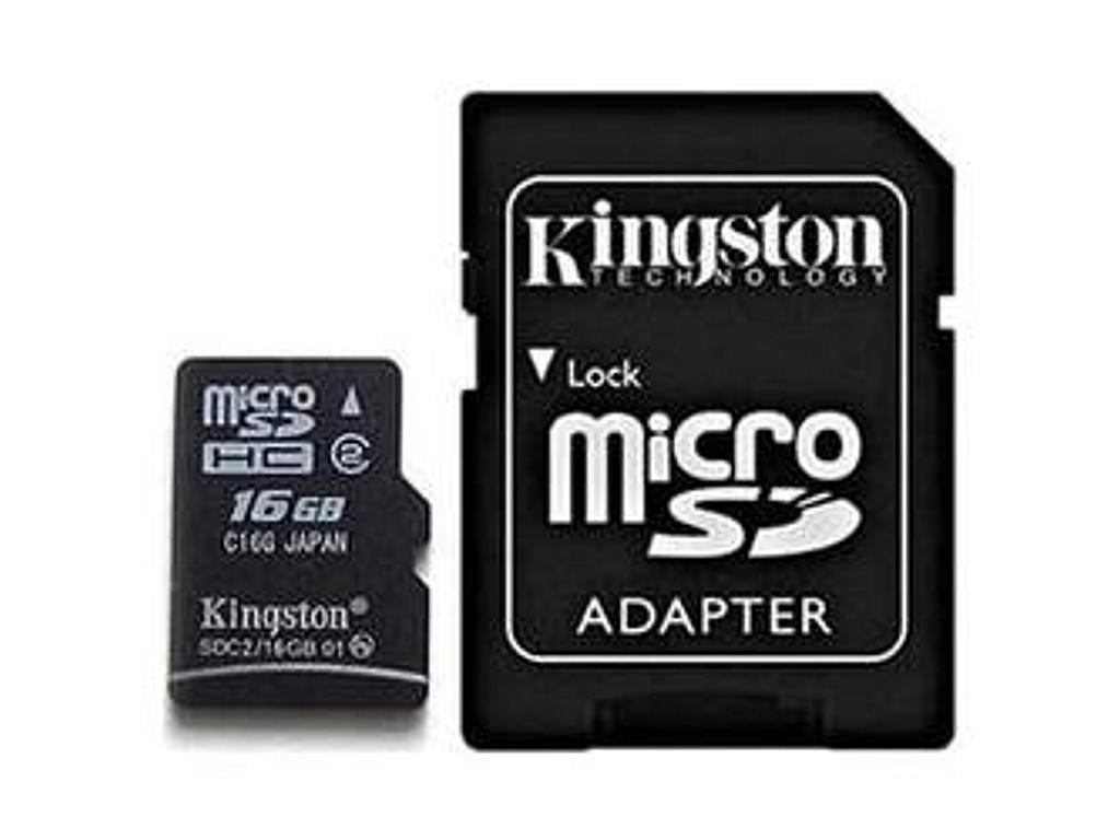 Kingston 16GB Class-2 SDHC MicroSD with SD Adapter Card (SDC2/16GB