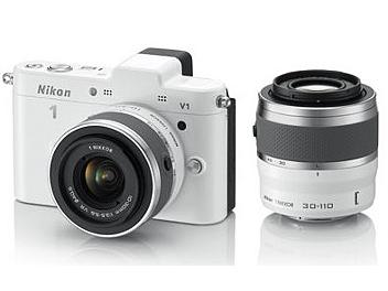 Nikon 1 V1 Camera with 10-30mm and 30-110mm Lenses - White