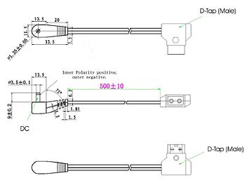 Globalmediapro XD D-Tap (Male) to DV Voltage DC Plug (Female) Power Cable (pack 100 pcs)