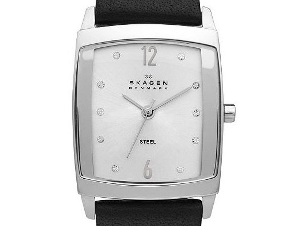 Skagen H01SSLB Steel Ladies Watch. Black leather band. Skagen denmark hiromichi konno - Gem main image 3