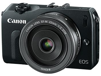 Canon EOS M Digital Camera with Canon EF-M 22mm F2 STM and EF-M 18-55mm F3.5-5.6 IS STM Lenses - Black