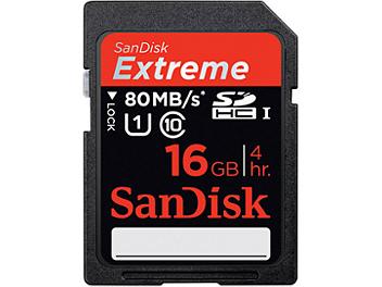 SanDisk 16GB Extreme Class-10 SDHC Card 80MB/s