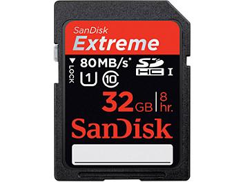 Sandisk 32GB Extreme Class-10 SDHC Card 80MB/s